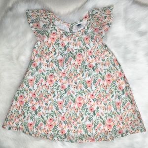 NWT Old Navy 6-12 M Peach Floral Leaf Lined Dress